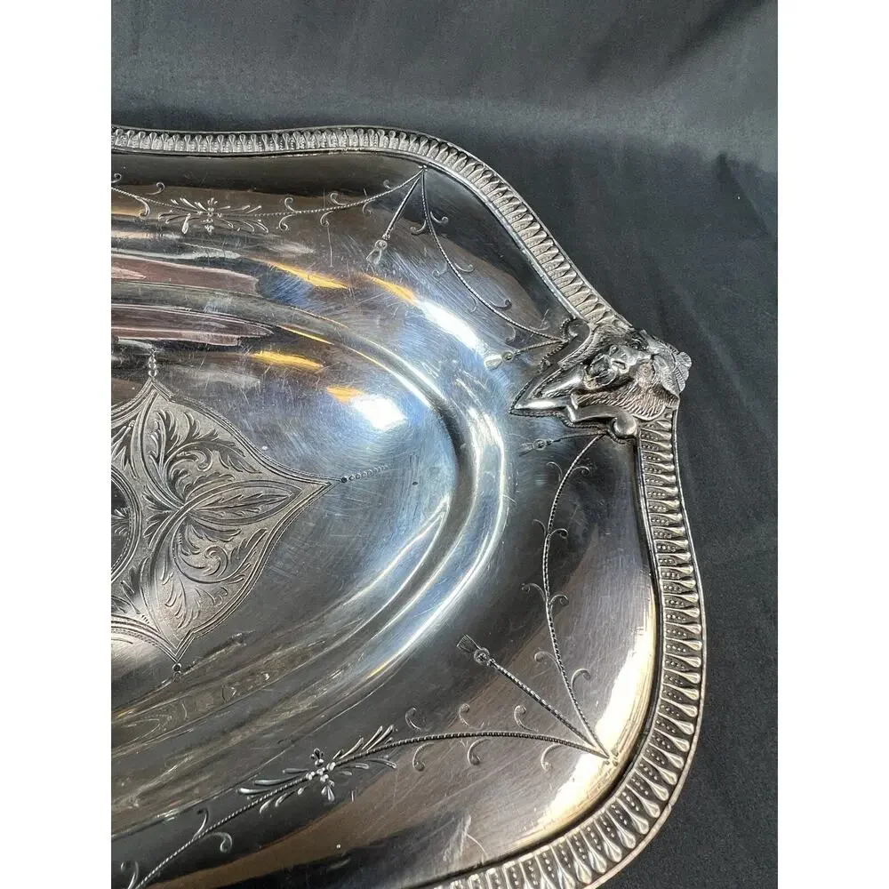 Antique ~18’-19’ Vintage Triple Silverplated Hall elton & CO Treble Plate Tray